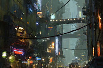 design cyberpunk futuristic city illustration