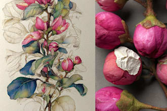 draw botanical illustration of flower logo illustration