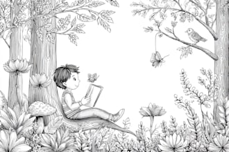 draw detailed coloring book page adults or children