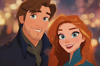 draw your portrait in charming disney animation style