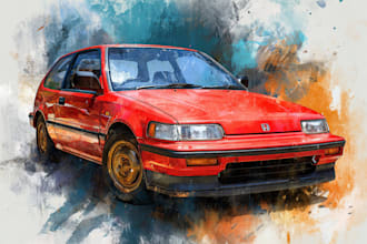 make amazing vector car portrait form your car