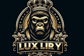 design a luxury gorilla king mascot logo
