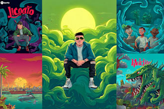 design a cartoon album cover art spotify music song artwork
