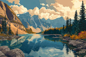 draw national park landscape, background, canvas wall