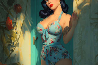make sexy pin up girl illustration for graphic model pinup