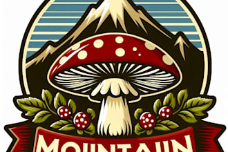 design high quality vintage mushroom logo with t shirt design