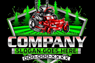 professional landscape, grass trimming, and lawn care logo