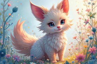 make a digital watercolor ffxiv character art or furry