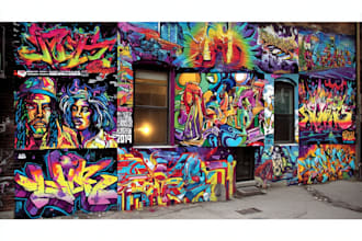 create graffiti pop art canvas designs and murals