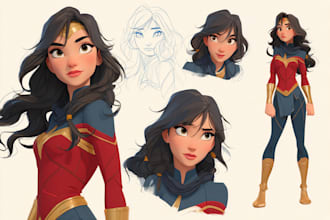 draw your female superhero cartoon character from photos