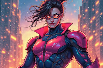 draw cartoon, anime, super hero portrait or concept art