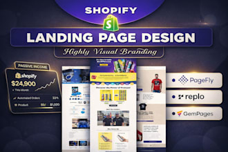 build shopify one product landing page design by pagefly, gempages, replo