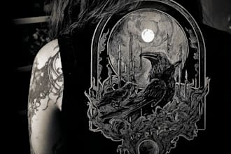 draw dark art for band metal illustration and dark tattoo