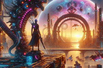 reate science fiction, cyberpunk city fantasy art