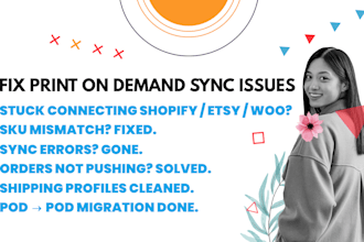 fix amazon etsy shopify print on demand sync errors