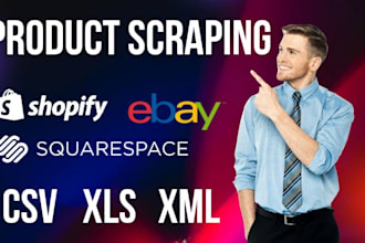 scrape products from ebay, etsy, shopify, woocommerce, wix, bigcommerce, amazon