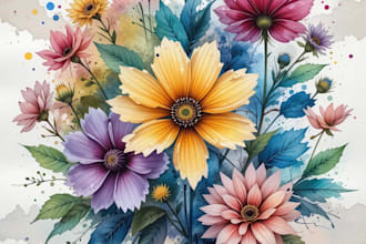paint watercolor flowers, watercolor logo