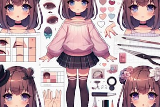 make a vtuber model character sheet anime art style