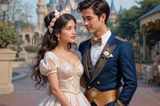 draw cartoon disney couple portrait