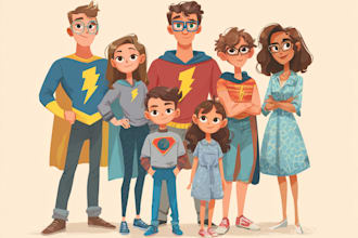 make a family superhero portraits for you