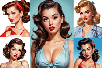 draw sexy girl pin up semirealistic comic caricature