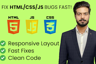 fix HTML CSS bugs, layout issues, or responsive problems fast