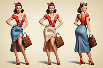 design pin up girl character