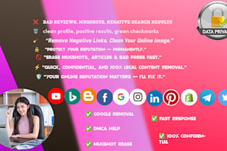 remove mugshots,  negative links, false bad articals from google only fans