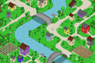 draw illustration 2d isometric room house or map