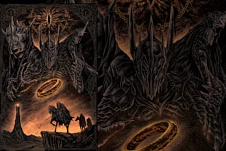 create darkart, horror, album cover, poster, merch, etc, art illustration