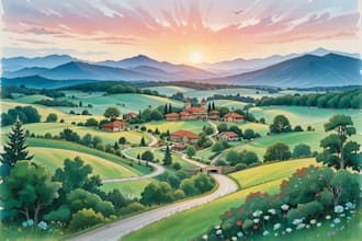 draw landscape sketch, colored site plan, map illustration