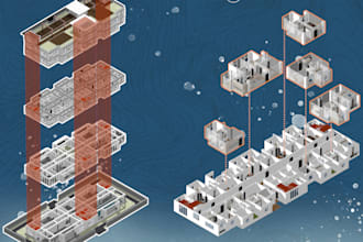 provide professional architectural isometric and schematic 3d diagrams
