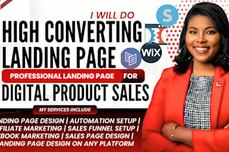 design sales funnel landing page on clickfunnel systeme io carrd co, wix website