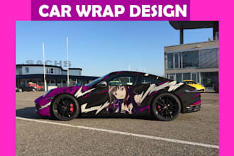 create itasha car wrap design, racing car wrap design, itasha car wrap, car wrap