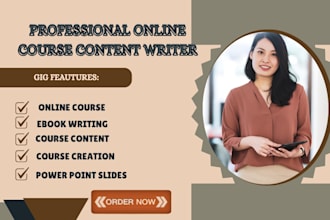 design online course content, elearning lessons, ebook workbooks, course outline