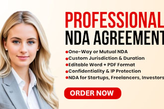write tailored non disclosure agreement letter for your business or partnership
