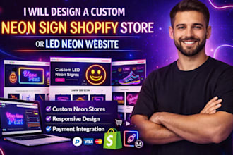 design a custom neon sign shopify store or led neon website