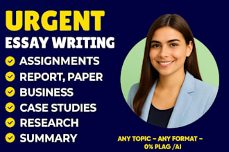 do concise research, essay, case study, project work for college and university
