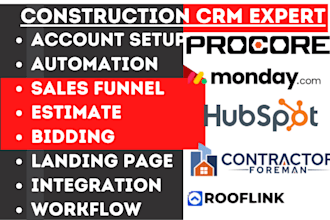 setup zoho rooflink integration contractor foreman hubspot monday CRM procore