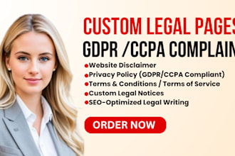 write legal pages for website like disclaimer, privacy policy, terms and tos
