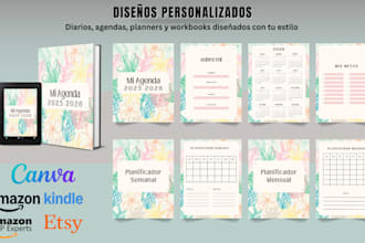 agendas, planners y workbooks creativos y listos para vender en amazon y etsy