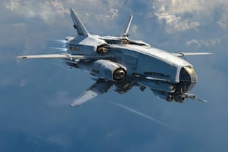 draw spaceship concept art or starship or sci fi vehicle
