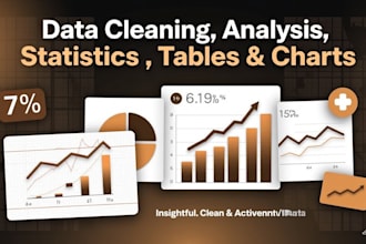 do data cleaning, analysis, statistics, tables and charts