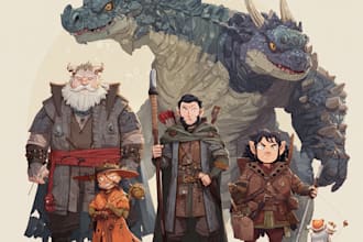 design dnd art, fantasy character for dnd party, game art