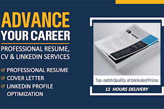 deliver 12 hour professional resume maker and tech CV writing