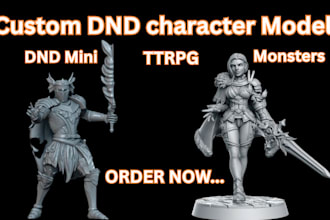 custom 3d dnd miniature model characters, monsters, and stl files for 3d print