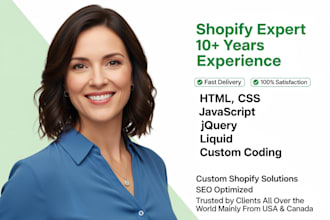 be your expert shopify developer for custom theme coding bug fixes and redesign