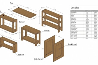 design detailed woodworking plans with cut list in sketchup model