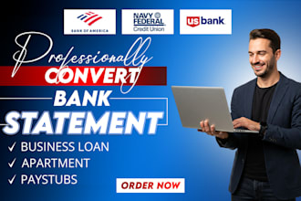 convert bank statement pdf to excel word, data entry, typing