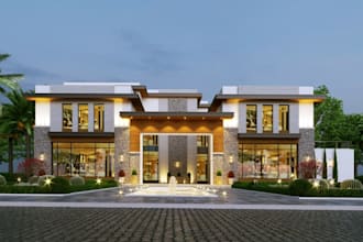 refurbish luxury villa exterior,facade design ,photorealistic interior,apartment